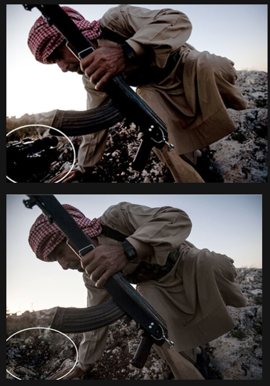 Pulitzer Prize–winning photographer Narcisco Contreras wasn’t happy with a photograph he took showing an armed Syrian opposition fighter taking cover during a firefight with government troops in Telata village.