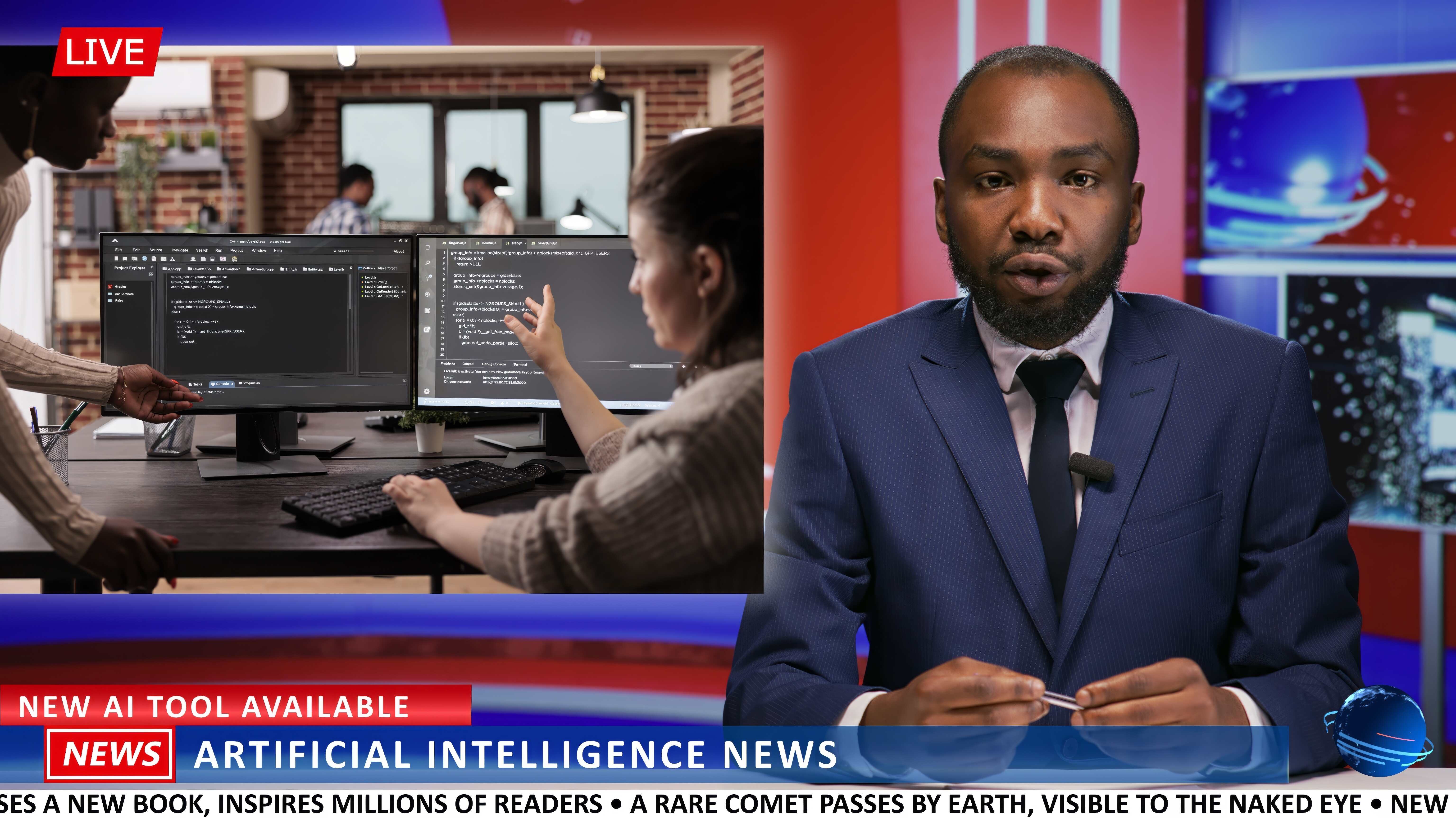 African male new caster avatar AI 