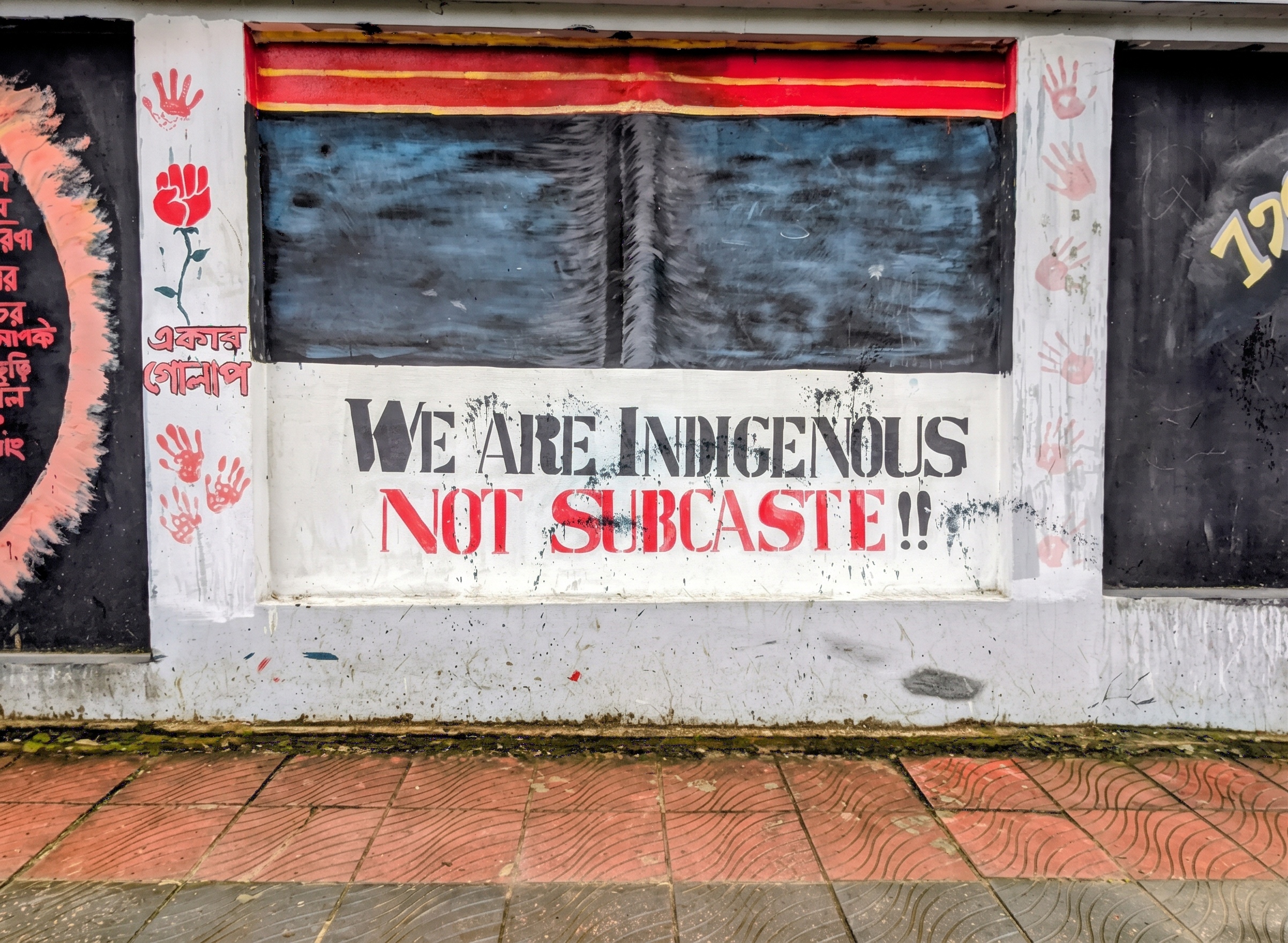 Graffiti painted by indigenous artists calls for constitutional rights for Bangladesh’s Indigenous people. (Photo: Denim Chakma, Rangamati, Bangladesh-September 9, 2026