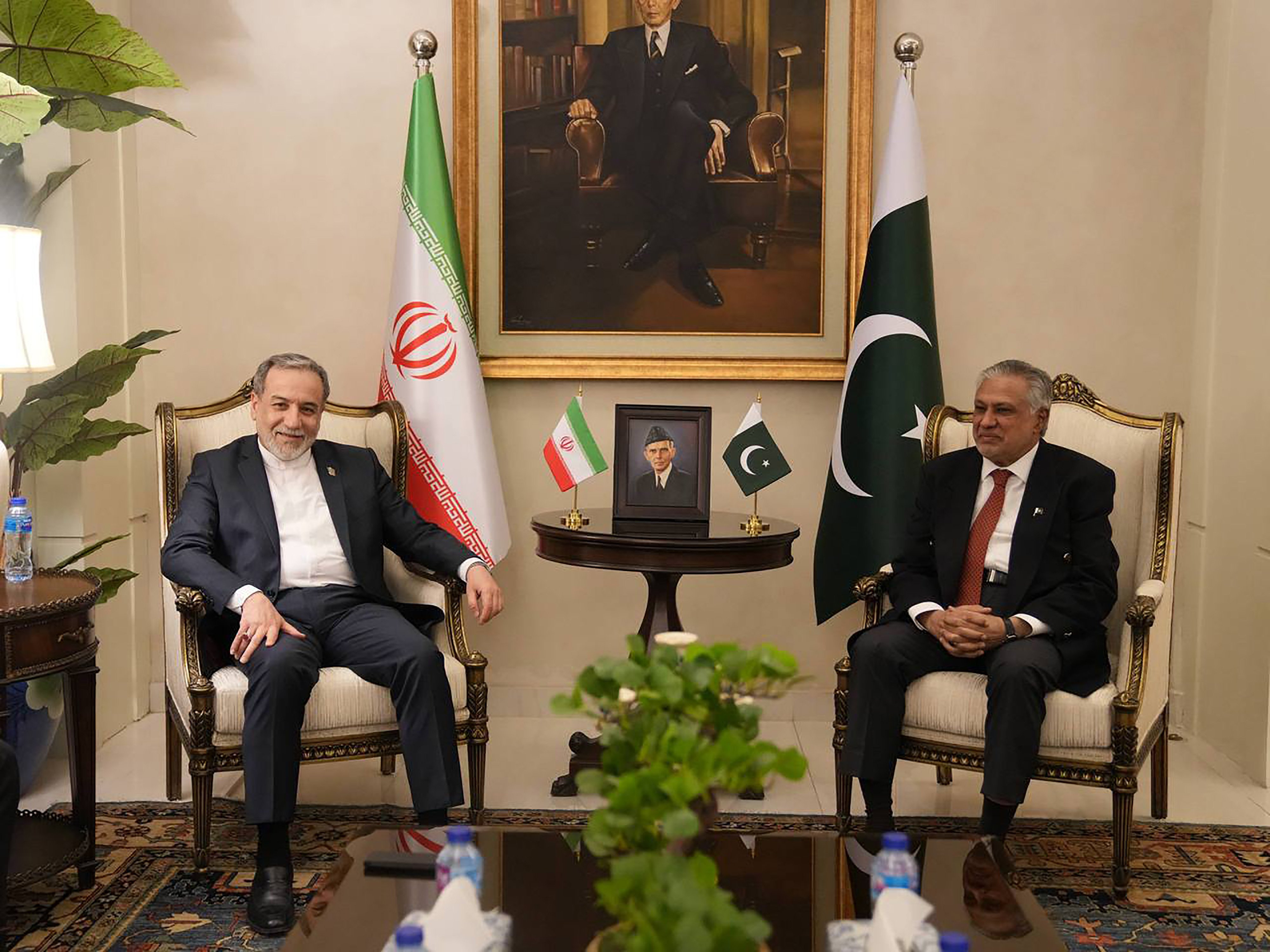 Iranian Foreign Minister Abbas Araghchi and Pakistani Foreign Minister Muhammad Ishaq Dar meet in Islamabad for high-stakes discussions ahead of the Iran-US peace negotiations. (Photo: Iranian Ministry of Foreign Affairs/UPI/Shutterstock. Islamabad, Pakistan – Apr 2026)