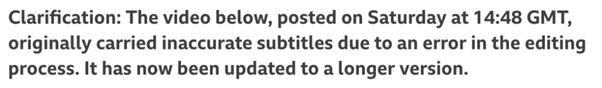 BBC Clarification