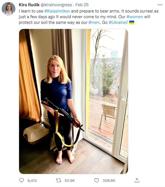 Viral photo of Ukranian MP holding a Kalashnikov 