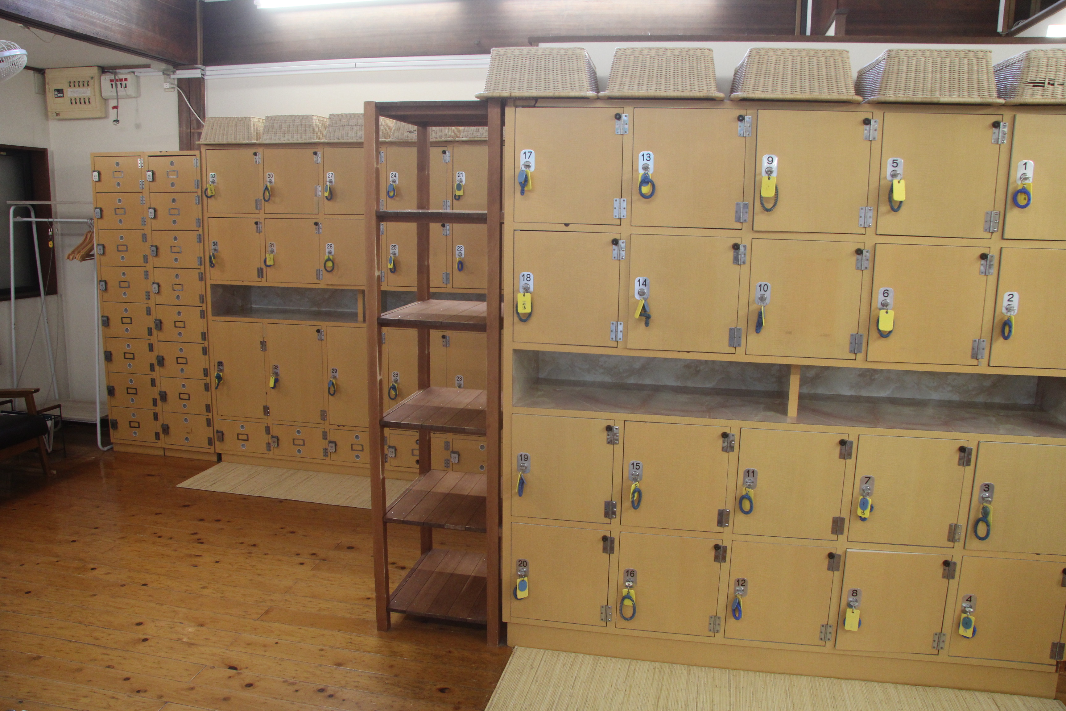 Lockers inside a Sento (public bath) in Kosugiyu in Koenji. 