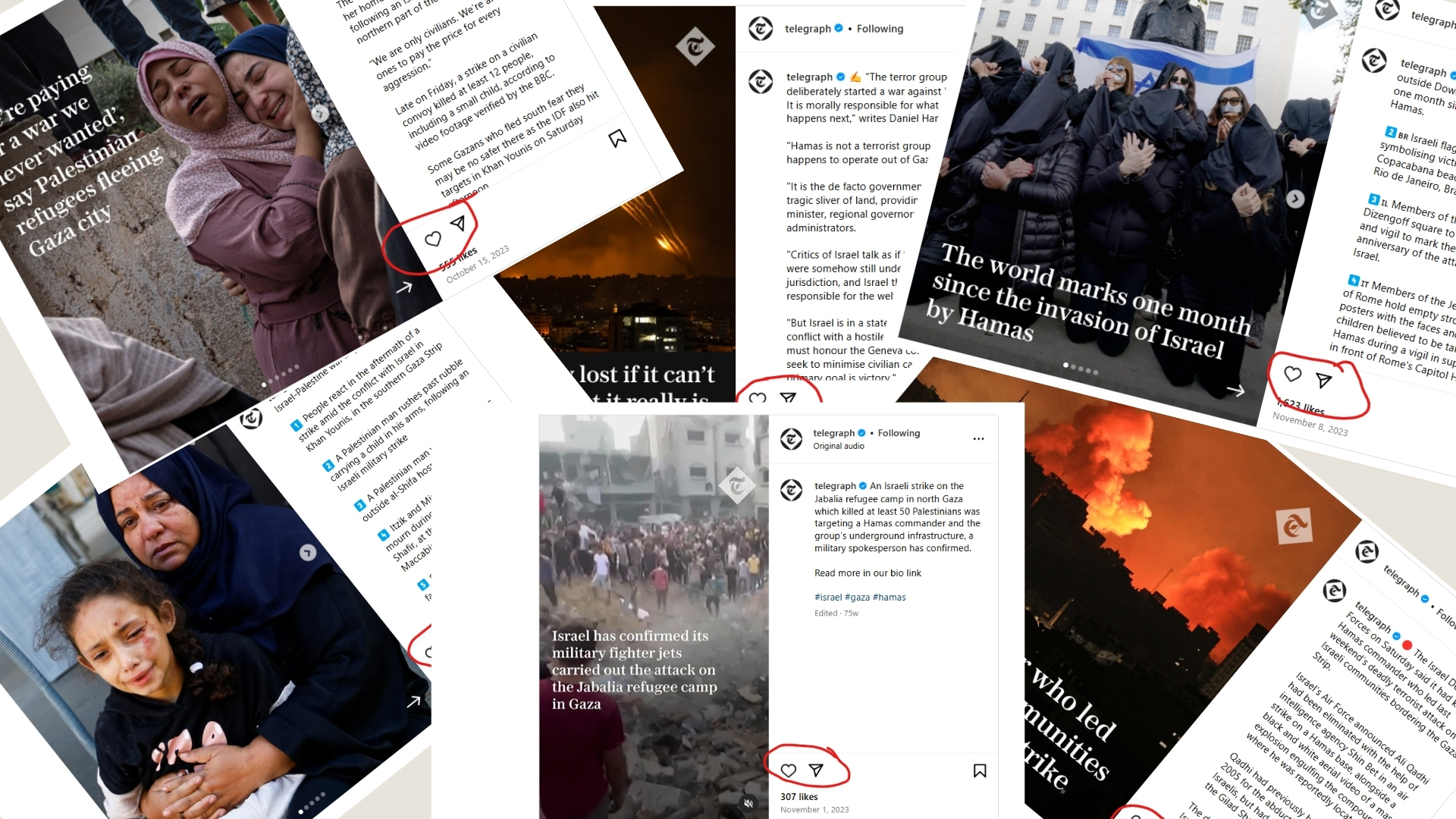 screenshot of disabled comments on IG in posts related to Gaza coverage to avoide debates.