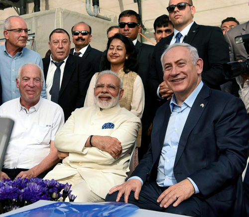 Prime Ministers Narendra Modi and Benjamin Netanyahu friendly meeting