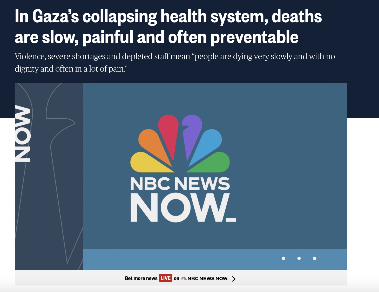 NBC report on Gaza's failing healthcare sysytem