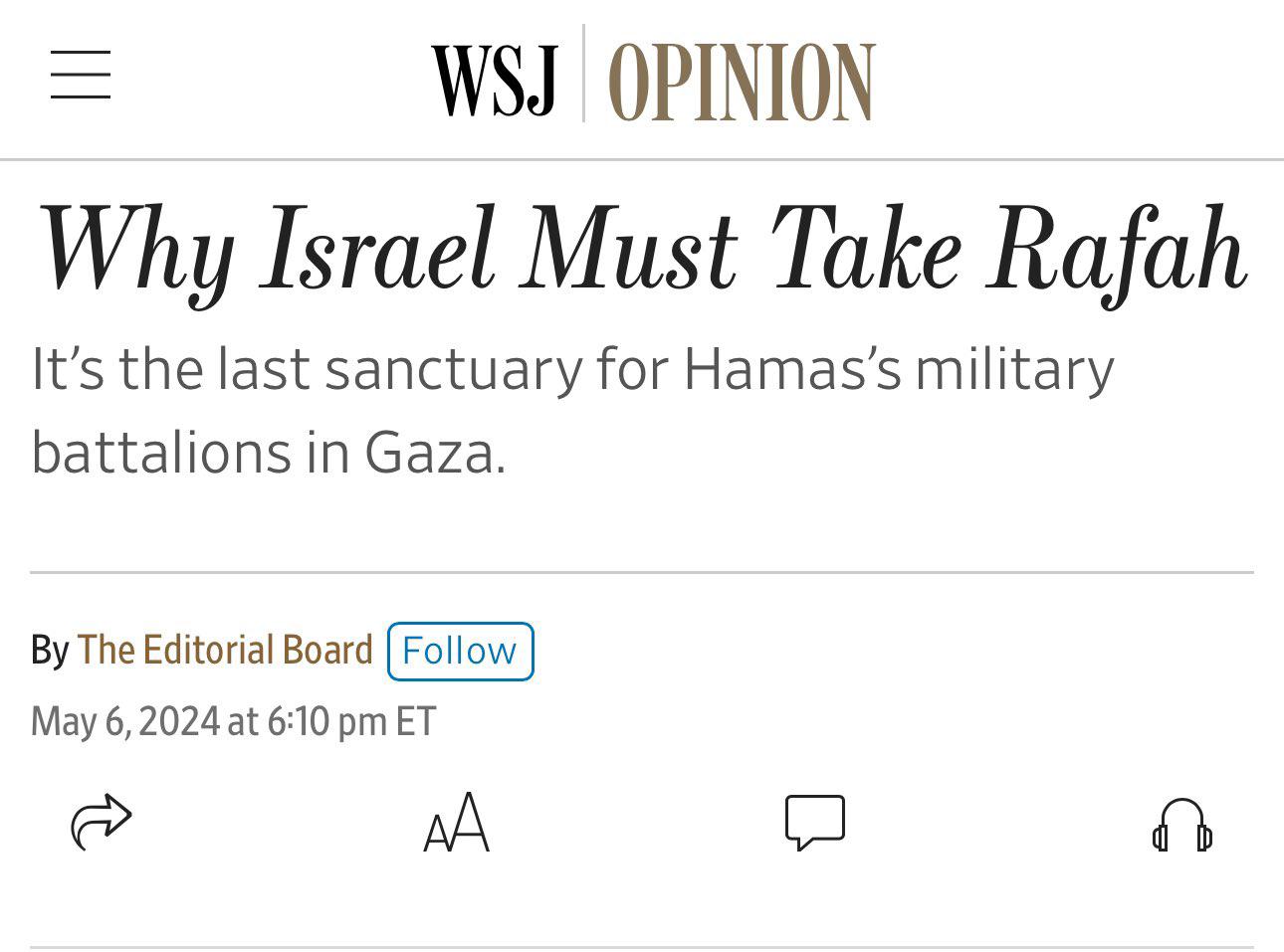 NYT op-ed on Rafah