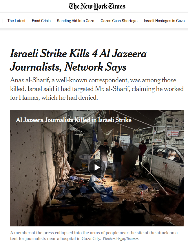 NYT bias on the killing of Anas Al SHarif