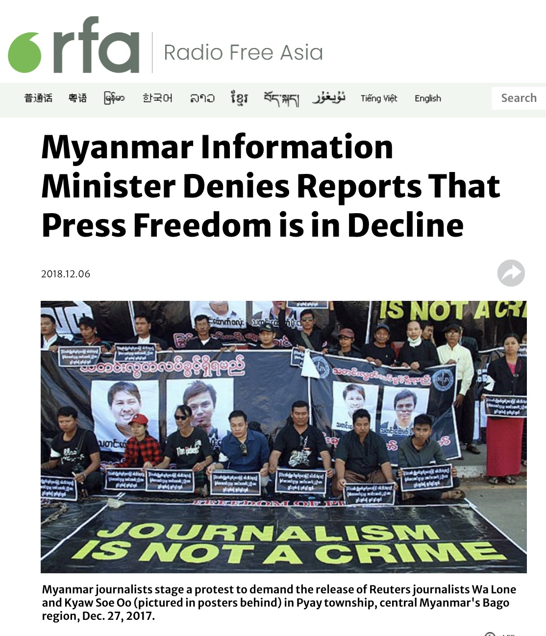 Journalists protest in Asia 