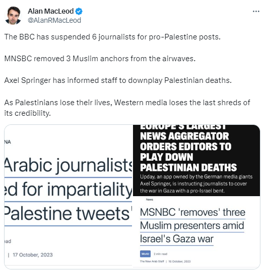 الصحفي المستقل آلان ماكلويد ينتقد ممارسات وسائل الإعلام الغربية لإسكات الأصوات الفلسطينية