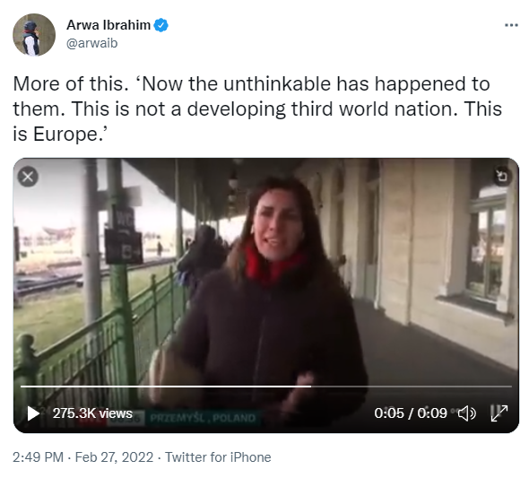 ITV Reporter says "this is not the Third World country. This is Europe."