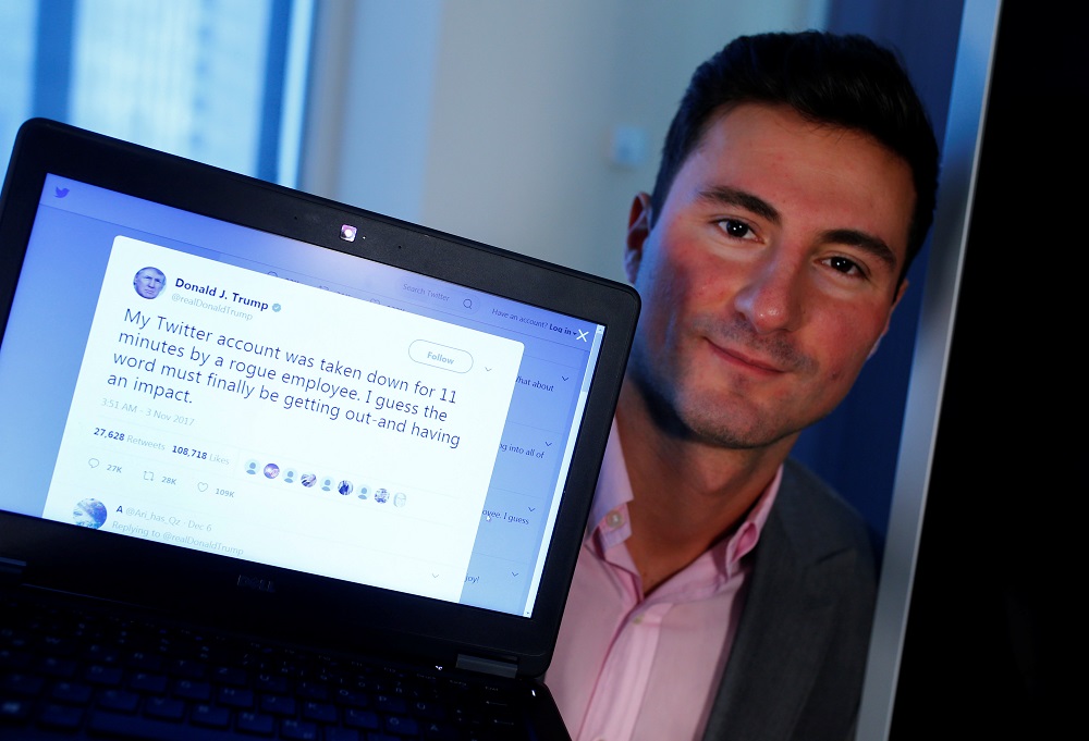 Bahtiyar Duysak, a former Twitter employee, suspended the official account of US president Donald Trump for 11 minutes in 2017. Duysak has said that although the suspension was accidental, he believes that many of Trump’s tweets violate Twitter’s hate speech rules. Photo: Ralph Orlowski, Reuters