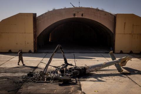 Damaged Syrian army helicopter