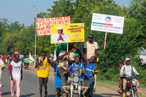 Supporters of opposition presidential candidate Issa Tchiroma, protest on the streets of Garoua, Cameroon, Sunday, Oct. 26, 2025. (AP Photo/Welba Yamo Pascal)