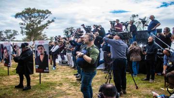 Re'im, Israeli settlement – January 5, 2024, Journalists attend Israeli press briefing on the Nova Festival attack on October 7, 2023, a few kilometers from Gaza